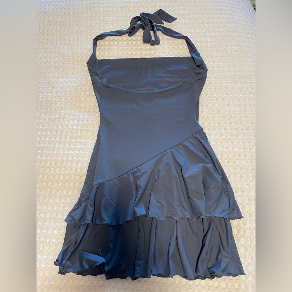 White Fox Blue Halter Mini Dress